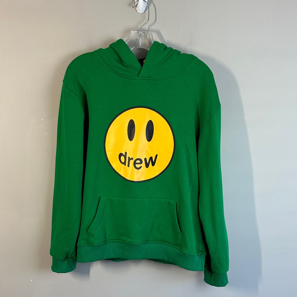 Drew House Green Hoodie With Yellow Smiley Logo Oversized Justin Bieber Size L
